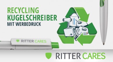 RITTER CARES. Recycling Kugelschreiber bedrucken - umweltfreundliche Werbeartikel aus Elektroschrott