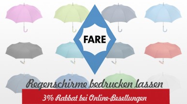 Regenschirme als Werbeartikel: Gestalten Sie jetzt die hochwertigen Schirme der Marke FARE nach ihren Vorstellungen