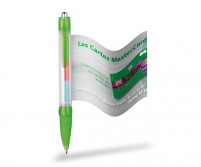 Info Pen 2103 Flag Pen Kuli incl. 4c Druck auf ausziehbarer Flagge transparent klar grün
