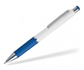 Penko Rodos Opac M 4075 Kugelschreiber mit Gummigriffzone weiss blau