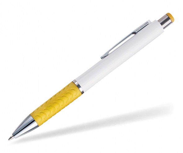 Penko Rodos Opac M 4075 Kugelschreiber mit Gummigriffzone weiss gelb