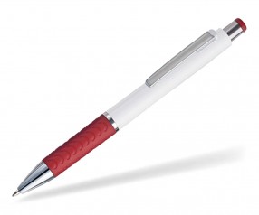 Penko Rodos Opac M 4075 Kugelschreiber mit Gummigriffzone weiss rot