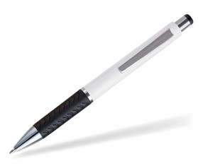 Penko Rodos Opac M 4075 Kugelschreiber mit Gummigriffzone weiss schwarz