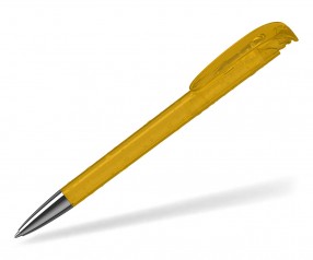 Klio Kugelschreiber JONA structure transparent Mn STR gelb mit Tropfenstruktur