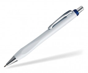 Penko Silo 4116 Kunststoffkugelschreiber als Werbeartikel weiss blau