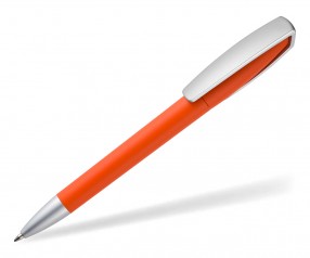 quatron Space Soft-Touch Silver 42620 Kugelschreiber mit gummierter Oberfläche orange