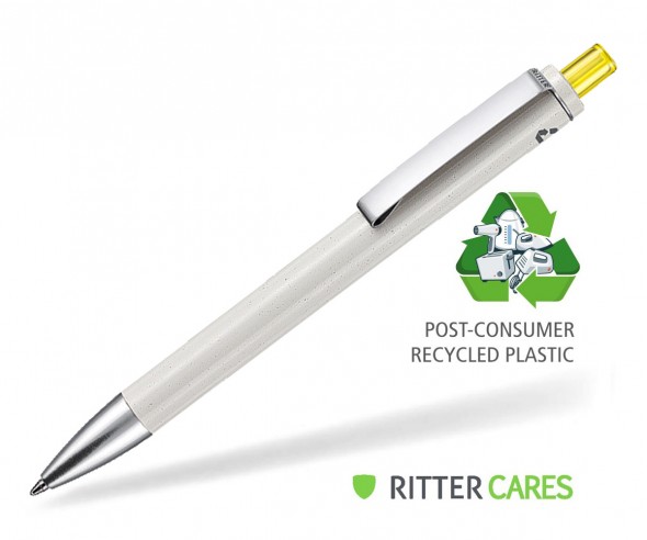 Ritter Pen Exos Recycled Werbekugelschreiber 97600 grau transparent 3210 gelb