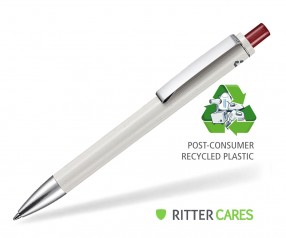 Ritter Pen Exos Recycled Werbekugelschreiber 97600 grau transparent 3630 dunkelrot