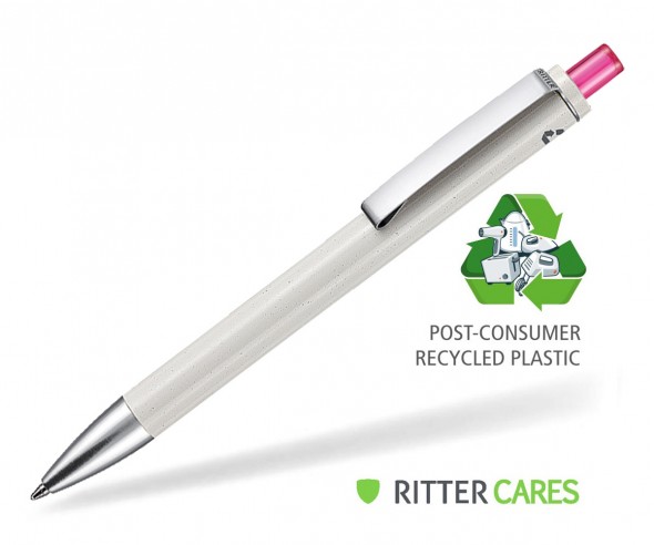 Ritter Pen Exos Recycled Werbekugelschreiber 97600 grau transparent 3806 pink