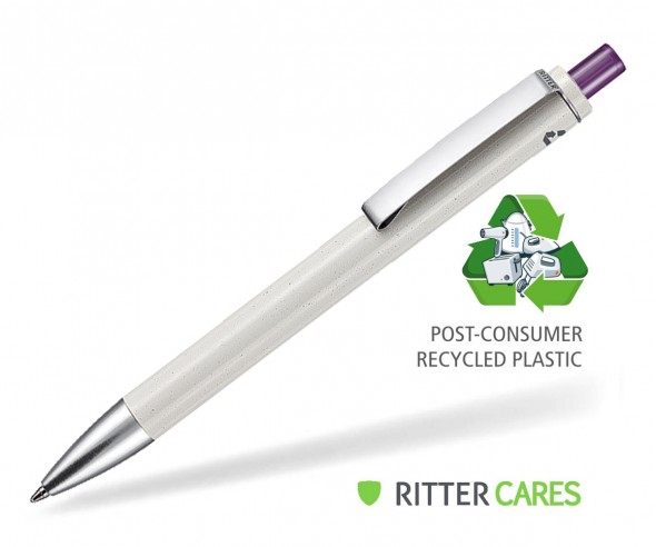 Ritter Pen Exos Recycled Werbekugelschreiber 97600 grau transparent 3903 violett
