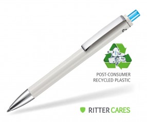 Ritter Pen Exos Recycled Werbekugelschreiber 97600 grau transparent 4110 hellblau