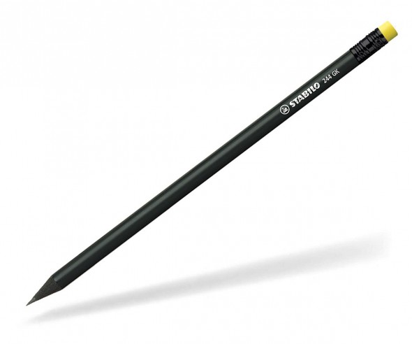 STABILO Bleistift 244 GK rund schwarz Radiergummi BK neongelb