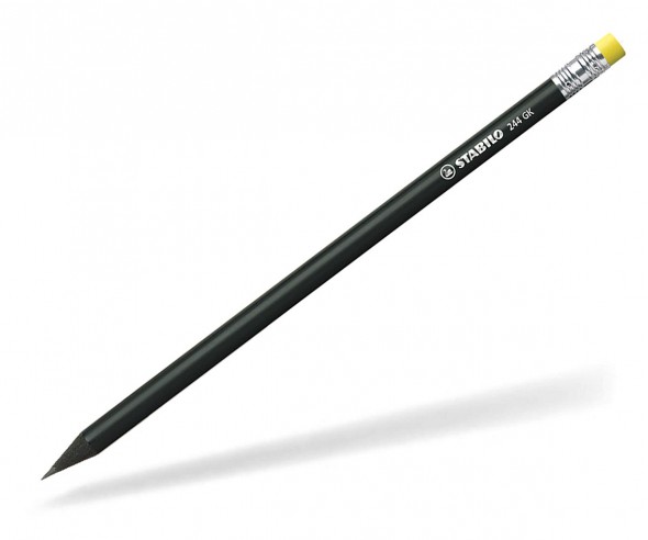 STABILO Bleistift 244 GK rund schwarz Radiergummi SI neongelb