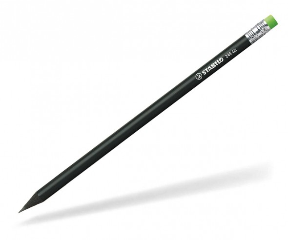 STABILO Bleistift 244 GK rund schwarz Radiergummi SI neongrün
