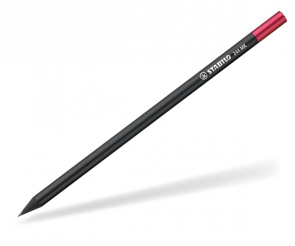 STABILO Bleistift 244 MK rund Holz schwarz Metallkapsel bordeaux