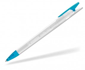 STABILO Kugelschreiber Myclip transparent klar light blue
