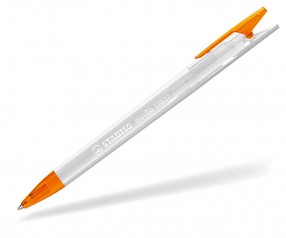STABILO Kugelschreiber Myclip transparent klar orange