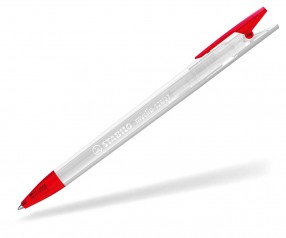 STABILO Kugelschreiber Myclip transparent weiß rot