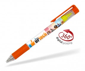 Goldstar Bergman PDE mit Textmarker 360 Grad Rundumdruck Kugelschreiber Pantone 165 Orange