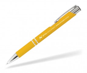 Goldstar Crosby LJQ Soft Touch Kugelschreiber incl Gravur Pantone 123 gelb