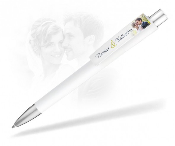Kugelschreiber für Hochzeit bedruckt mit Namen weiss 802