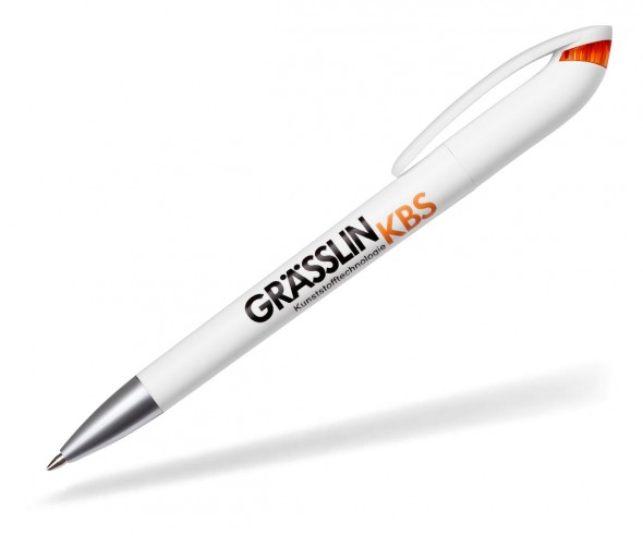 weiß-orange Farbe 20x Druckkugelschreiber mit Gravur 