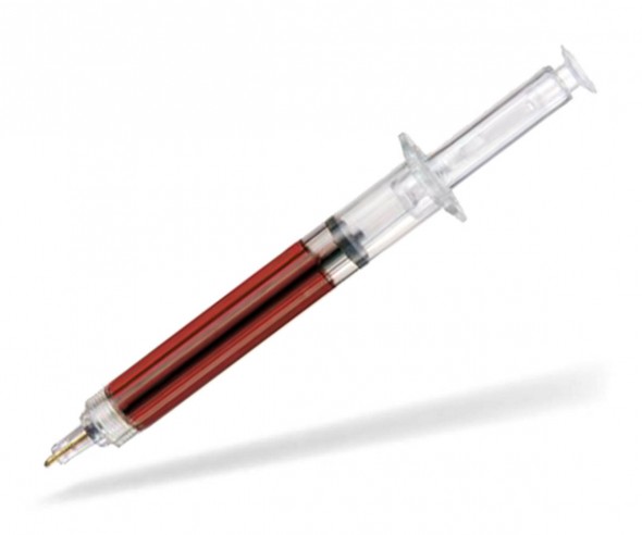 Kugelschreiber in Spritzen Form 3001 Kugelschreiberspritze Blut Injektion Werbegeschenk