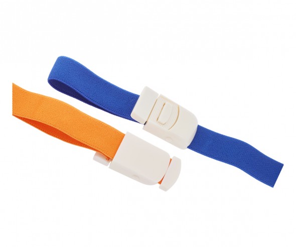 Venenstauer Stauschlauch Stauband 4192 Werbegeschenk mit Logo Druck orange oder blau