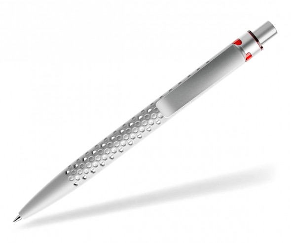prodir QS40 Air PMS M77-S70-T20-S nachhaltiger Kugelschreiber Zementgrau-Silber satiniert-Rot