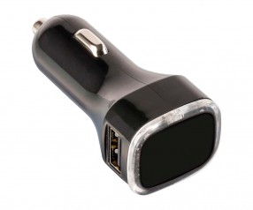 USB Autoladeadapter REFLECTS-COLLECTION 500 Werbemittel schwarz/transparent