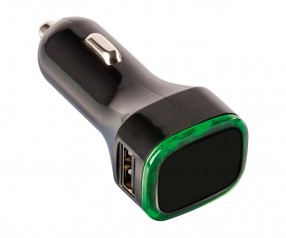USB Autoladeadapter REFLECTS-COLLECTION 500 Promotion-Artikel schwarz/hellgrün