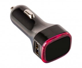 USB Autoladeadapter REFLECTS-COLLECTION 500 mit Logo schwarz/magenta