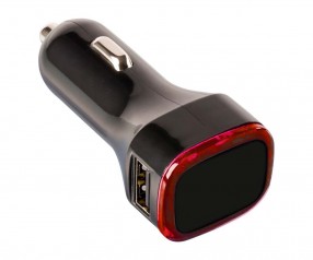 USB Autoladeadapter REFLECTS-COLLECTION 500 Werbeartikel schwarz/rot