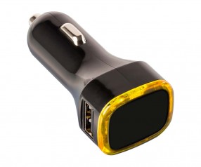USB Autoladeadapter REFLECTS-COLLECTION 500 mit Beschriftung schwarz/gelb