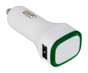 USB Autoladeadapter REFLECTS-COLLECTION 500 Promotion-Artikel weiß/grün