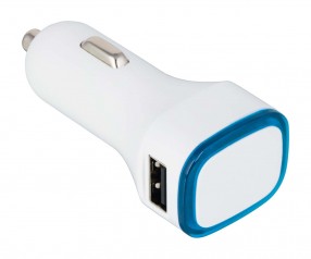 USB Autoladeadapter REFLECTS-COLLECTION 500 mit Logo weiß/hellblau