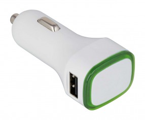 USB Autoladeadapter REFLECTS-COLLECTION 500 mit Werbeanbringung weiß/hellgrün