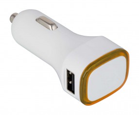 USB Autoladeadapter REFLECTS-COLLECTION 500 Werbeartikel weiß/orange
