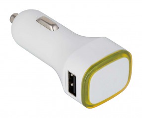 USB Autoladeadapter REFLECTS-COLLECTION 500 Werbegeschenk weiß/gelb