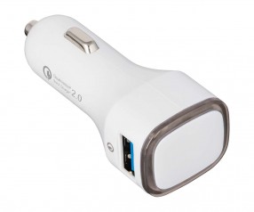 USB Autoladeadapter QuickCharge 2.0® REFLECTS-COLLECTION 500 Promotion-Artikel weiß/schwarz