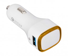 USB Autoladeadapter QuickCharge 2.0® REFLECTS-COLLECTION 500 Werbegeschenk weiß/orange