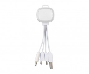 Multi-USB-Ladekabel REFLECTS-COLLECTION 500 mit Beschriftung weiß/transparent