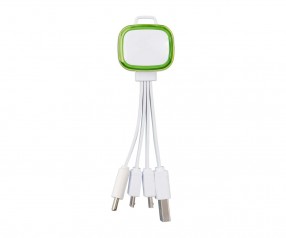 Multi-USB-Ladekabel REFLECTS-COLLECTION 500 Werbegeschenk weiß/hellgrün