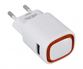USB-Ladeadapter REFLECTS-COLLECTION 500 mit Beschriftung weiß/rot