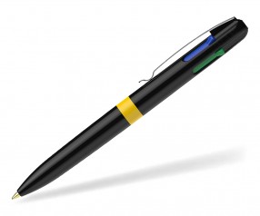 Schneider TAKE 4 PROMO Werbekugelschreiber mit 4 farbigen Minen - RECYCLING - schwarz gelb