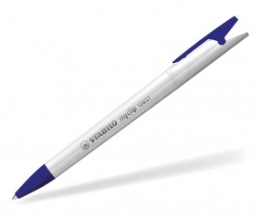 STABILO Kugelschreiber Myclip vollton weiß blau