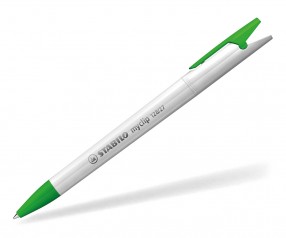 STABILO Kugelschreiber Myclip vollton weiß grün