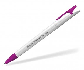 STABILO Kugelschreiber Myclip vollton weiß violett