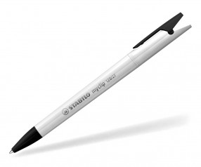 STABILO Kugelschreiber Myclip vollton weiß schwarz