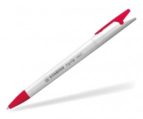 STABILO Kugelschreiber Myclip vollton weiß rot